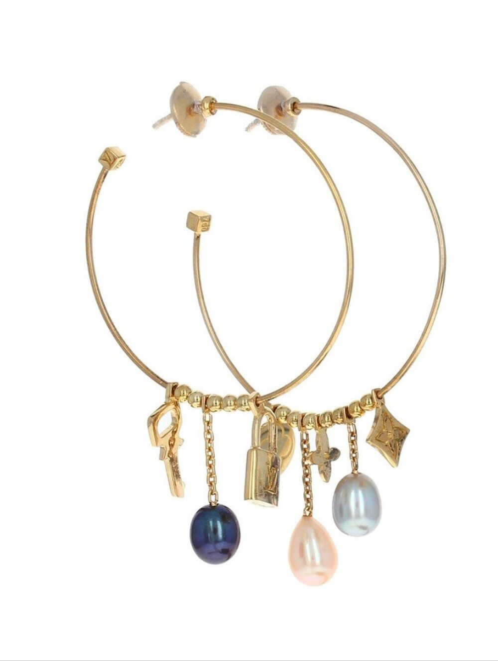 Louis Vuitton 18K Yellow Gold Multi-Charm Hoop Earrings